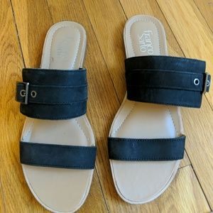 Suede Leather Slip On Sandals by Franco Sarto